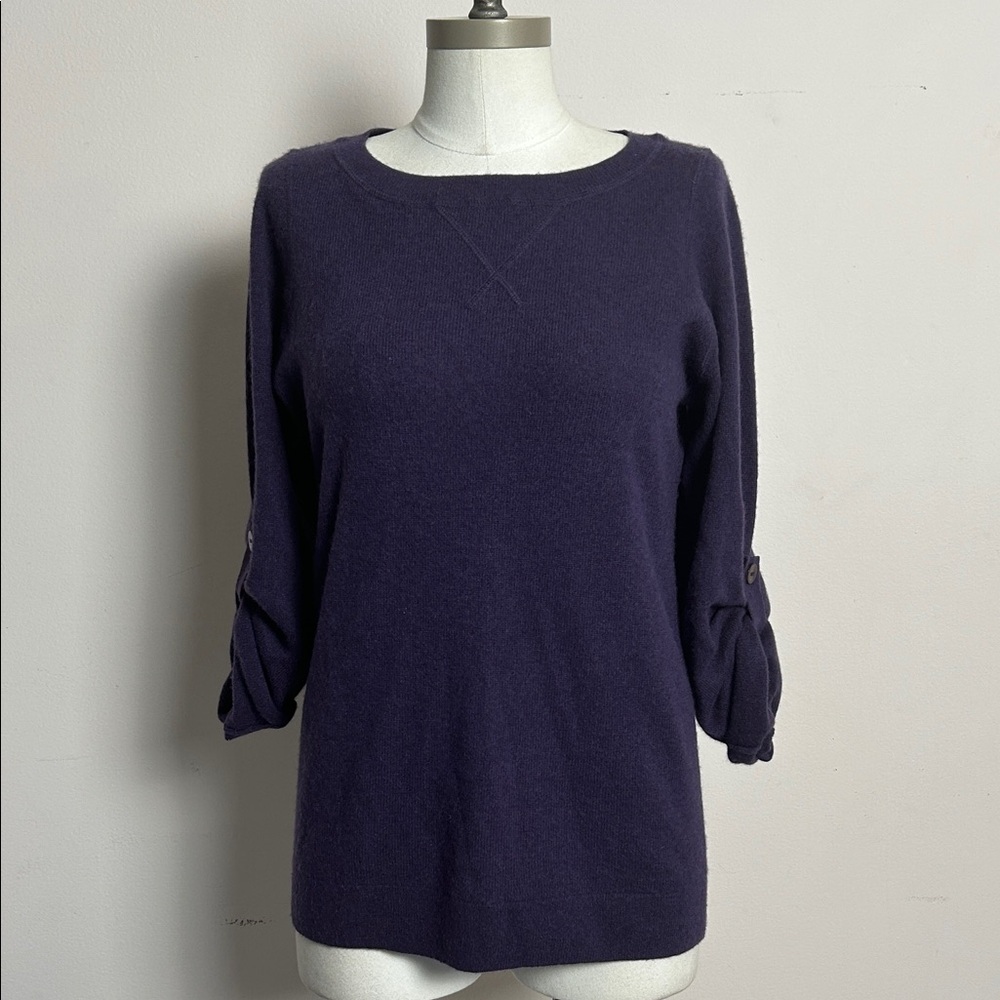 Quotation Purple Crewneck 100% cashmere long foldable sleeve sweater size S